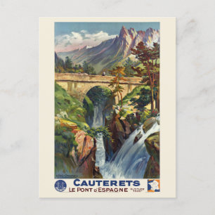 Cauterets Le Pont d'Espagne France Vintage Poster Briefkaart