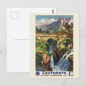 Cauterets Le Pont d'Espagne France Vintage Poster Briefkaart (Voorkant / Achterkant)