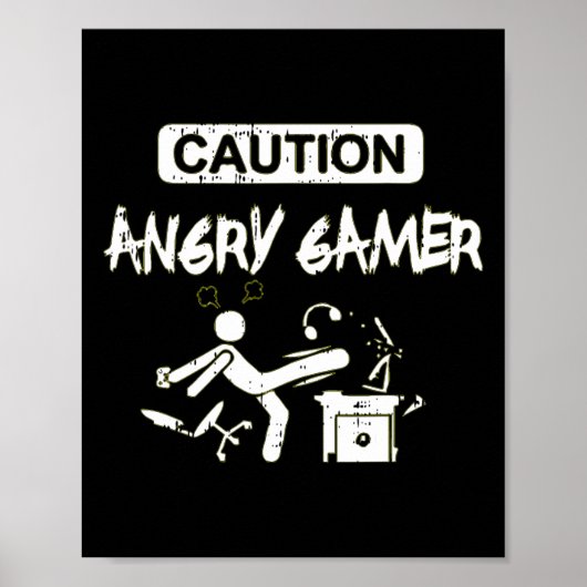 Cautie Angry Gamer Computer Funny Video Game Gift Poster (Voorkant)