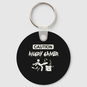 Cautie Angry Gamer Computer Funny Video Game Gift Sleutelhanger