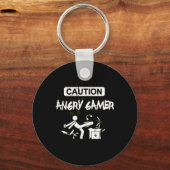 Cautie Angry Gamer Computer Funny Video Game Gift Sleutelhanger (Voorkant)