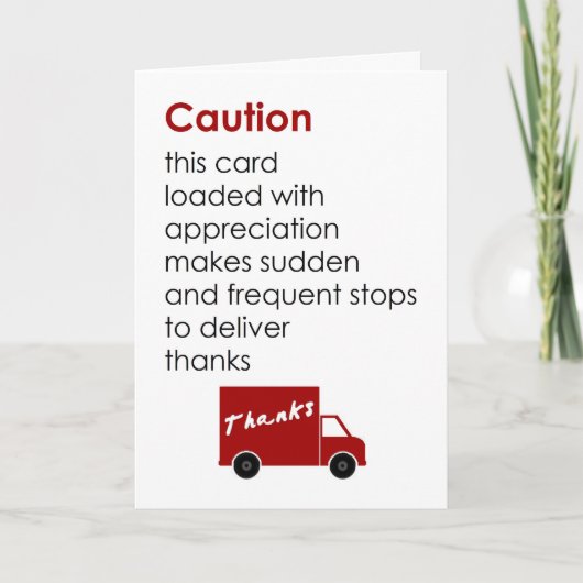 Caution - a funny thank you poem bedankkaart (Voorkant)
