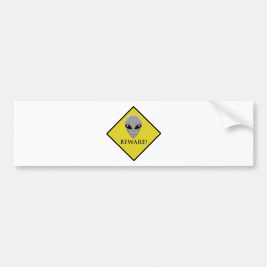 CAUTION ALIEN BUMPERSTICKER (Voorkant)