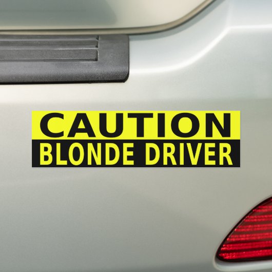CAUTION BLONDE DRIVER BUMPERSTICKER (Op auto)