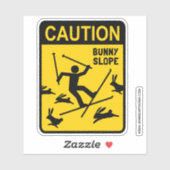 Caution Bunny Slope Ski Humor Funny Skier Sticker (Vel)