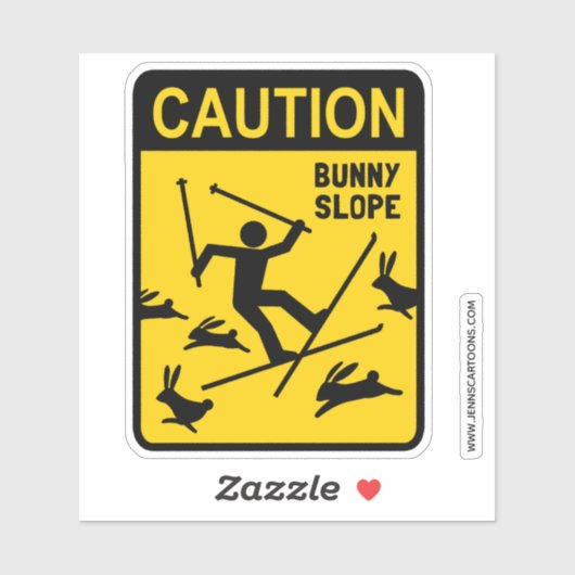 Caution Bunny Slope Ski Humor Funny Skier Sticker (Vel)