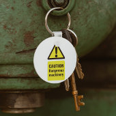 Caution Dangerous Machinery Sign Sleutelhanger