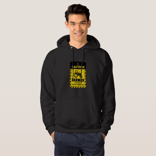 Caution Farmer Flying Tools And Offensive Language Hoodie (Voorkant volledig)