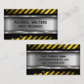 Caution Grunge | Metaalstaal geborsteld Visitekaartje (Voorkant / Achterkant)