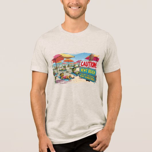 Caution: Newt Beach Tri-Blend Shirt (Voorkant)