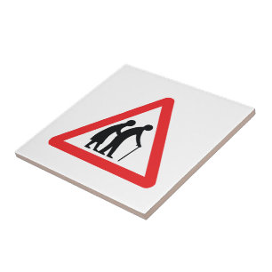 CAUTION ouderen - UK Traffic Sign Tegeltje