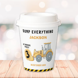 "Caution: Party Ahead! Construction Birthday 3 Papieren Bekers