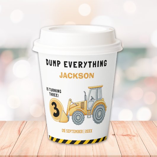 "Caution: Party Ahead! Construction Birthday 3 Papieren Bekers