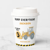 "Caution: Party Ahead! Construction Birthday 3 Papieren Bekers (Achterkant)