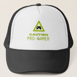 Caution Pro-Gamer Trucker Hat - Retro Gaming Style Trucker Pet