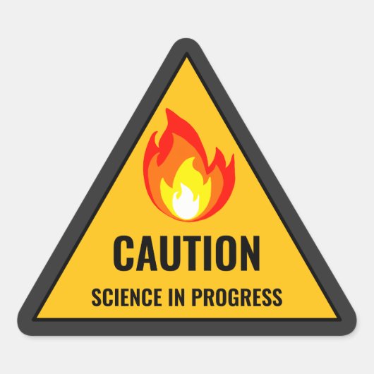 Caution Science in Progress Sticker (Voorkant)