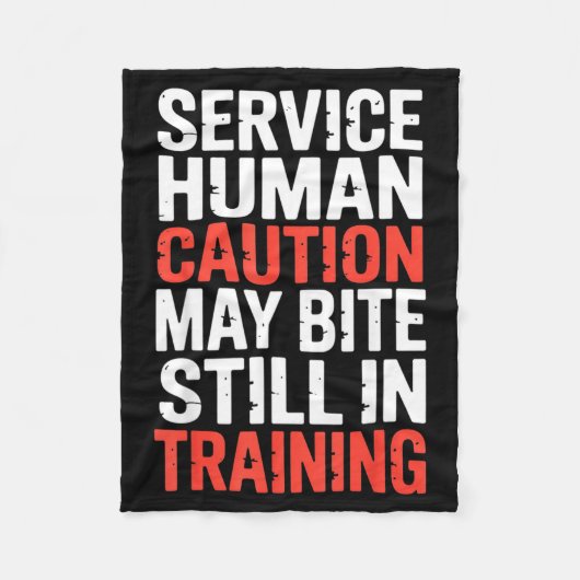 Caution Service Human Bite Training Still May Humo Fleece Deken (Voorkant)