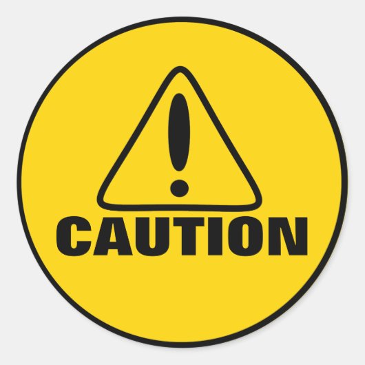 Caution Sign Ronde Sticker (Voorkant)