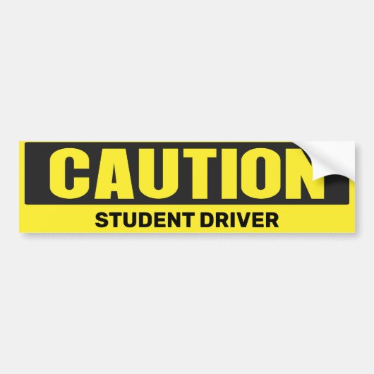 CAUTION Student Driver Bumper Sticker High-Vis (Voorkant)