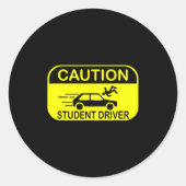 Caution Student Driver Funny  Ronde Sticker (Voorkant)