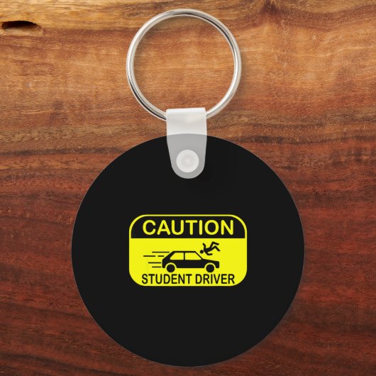 Caution Student Driver Funny  Sleutelhanger (Voorkant)