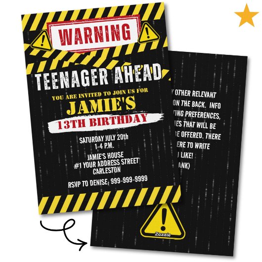 Caution Warning Sign Teenager 13th Birthday Kaart