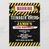 Caution Warning Sign Teenager 13th Birthday Kaart (Voorkant)