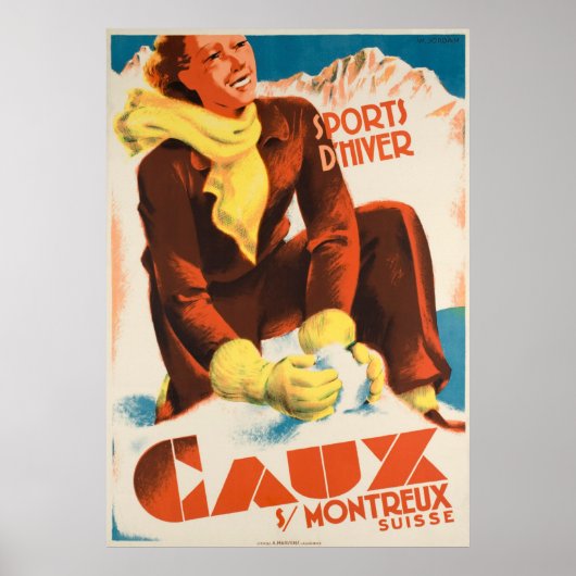 Caux Suisse Vintage Travel Poster (Voorkant)
