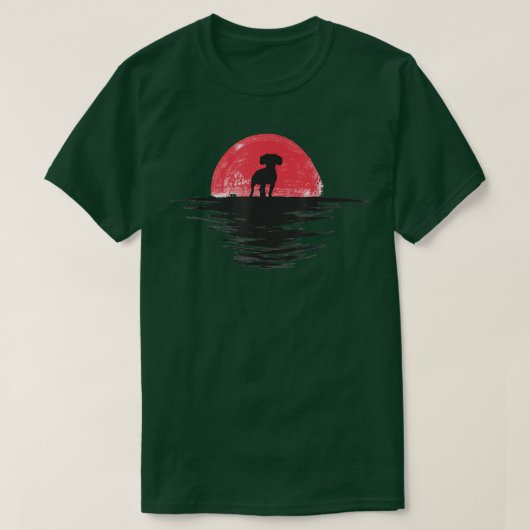 Cav-a-Jack Japanse Sunset Retro Dog Red T-shirt (Design voorkant)