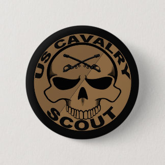 Cav Scout Skull Black en Gold Ronde Button 5,7 Cm