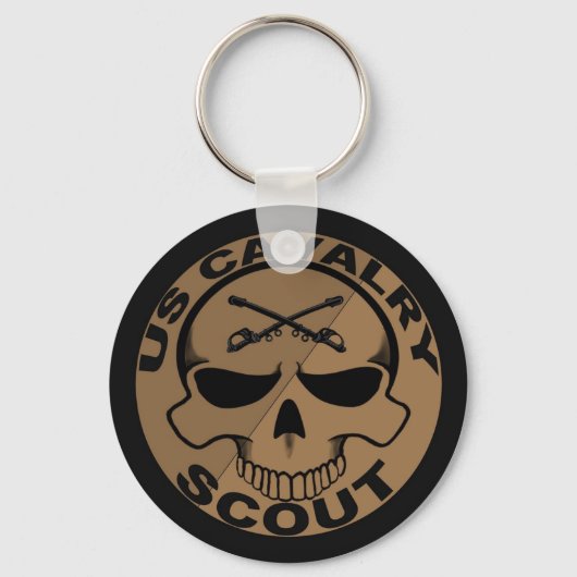 Cav Scout Skull Black en Gold Sleutelhanger (Voorkant)