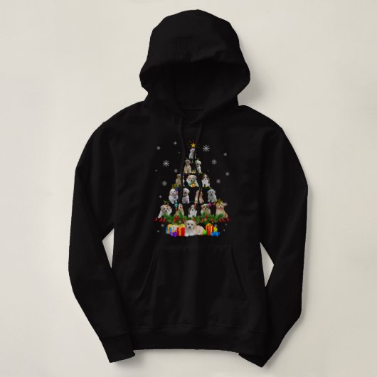 Cavachon Dog Christmas Tree Lights Funny Dog Xmas Hoodie (Design voorkant)