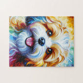 Cavachon Dog Portrait Acryl Art Print Hondenliefhe Legpuzzel (Horizontaal)