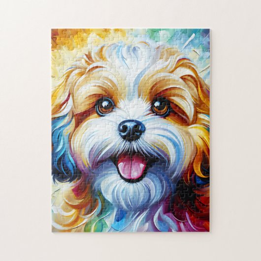 Cavachon Dog Portrait Acryl Art Print Hondenliefhe Legpuzzel (Verticaal)