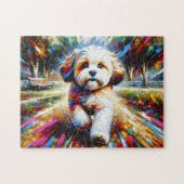 Cavachon Dog Portrait Acryl Art Print Hondenliefhe Legpuzzel (Horizontaal)