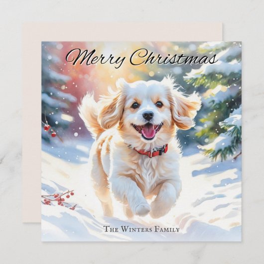Cavachon Hond In Sneeuwkerst Feestdagenkaart (Voorkant / Achterkant)