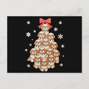 Cavachon hond Kerstboom Xmas Kerst Familie Feestdagenkaart