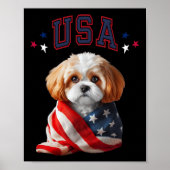Cavachon hond Usa Amerika Patriottische Vlag Memor Poster (Voorkant)