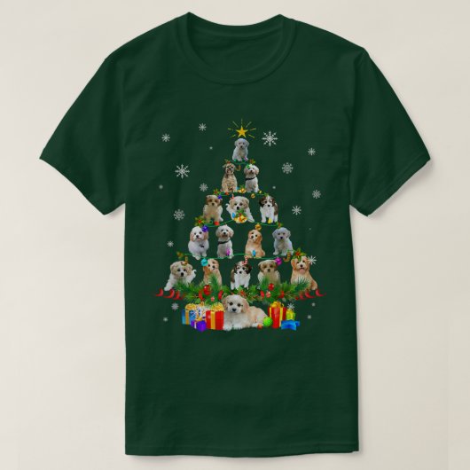 Cavachon Kerstboom Lichtjes Grappige Liefhebber Ho T-shirt (Design voorkant)
