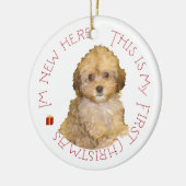 Cavachon Puppy Eerste Kerstmis Keramisch Ornament (Links)
