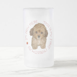 Cavachon Puppy Eerste Kerstmis Matglas Bierpul