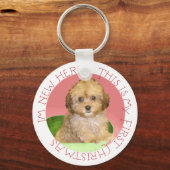 Cavachon Puppy Eerste Kerstmis Sleutelhanger (Voorkant)