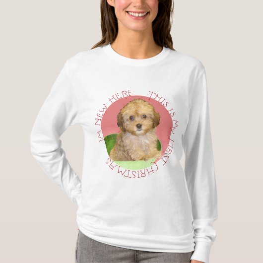 Cavachon Puppy Eerste Kerstmis T-shirt (Voorkant)