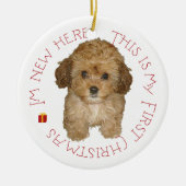 Cavachon Puppy First Kerstmis Keramisch Ornament (Voorkant)