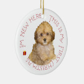 Cavachon Puppy First Kerstmis Keramisch Ornament (Rechts)