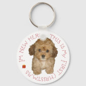 Cavachon Puppy First Kerstmis Sleutelhanger (Voorkant)