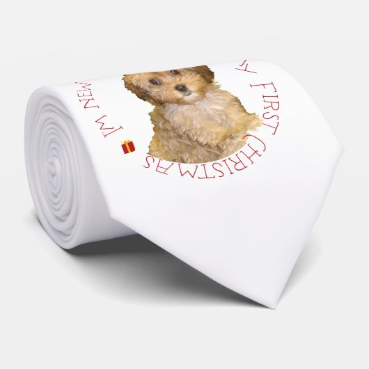 Cavachon Puppy First Kerstmis Stropdas (Opgerold)