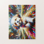 Cavachon puzzel: Sable en Witte Cavalier Bichon Legpuzzel (Verticaal)
