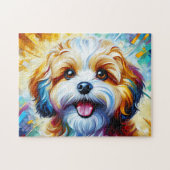 Cavachon puzzel: Sable en Witte Cavalier Bichon Legpuzzel (Horizontaal)