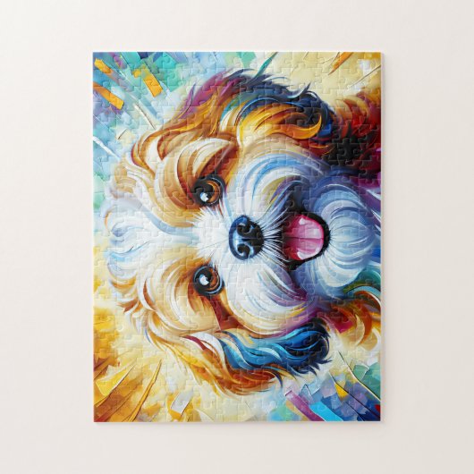 Cavachon puzzel: Sable en Witte Cavalier Bichon Legpuzzel (Verticaal)